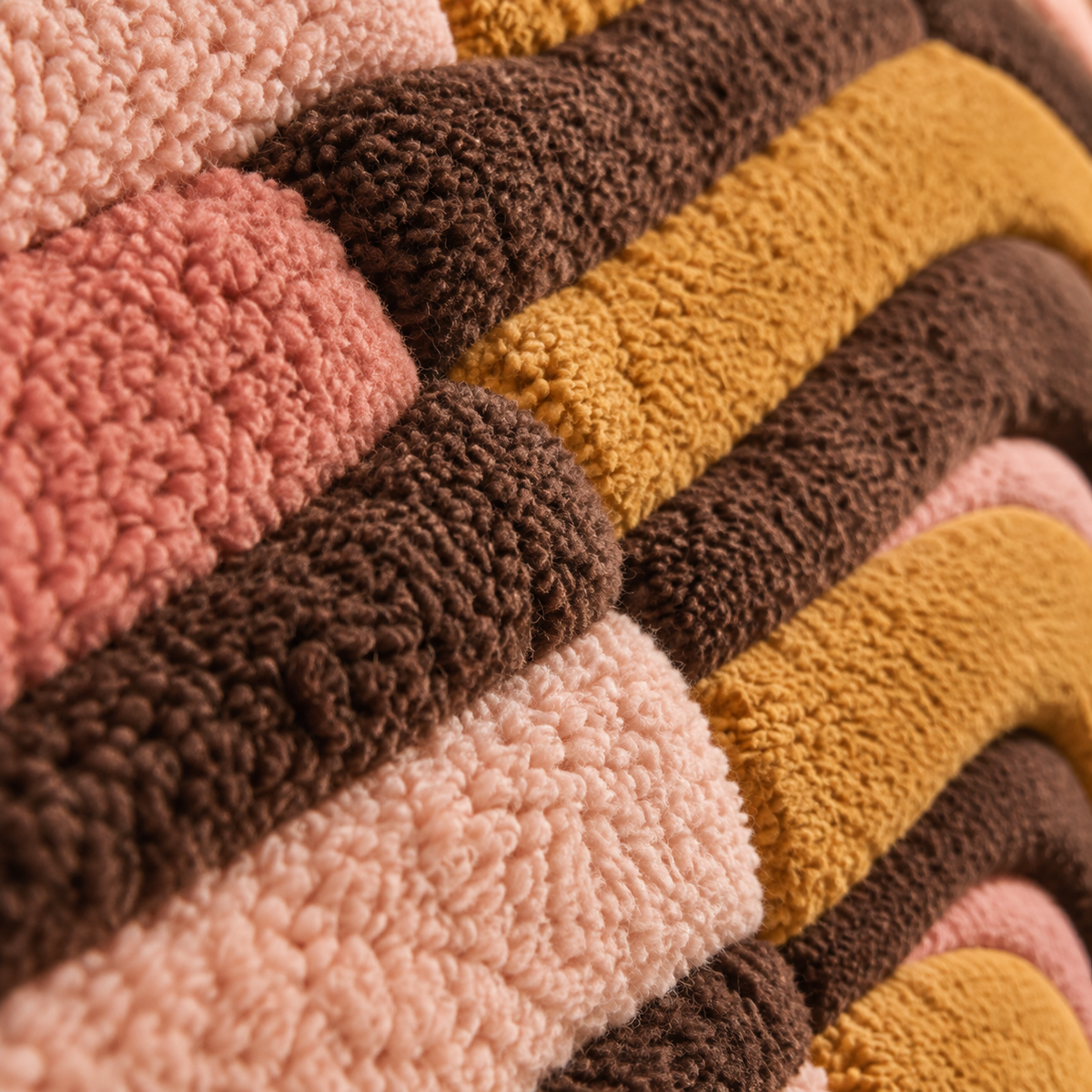 Rose and Ochre Strata — tufted wool texture detail