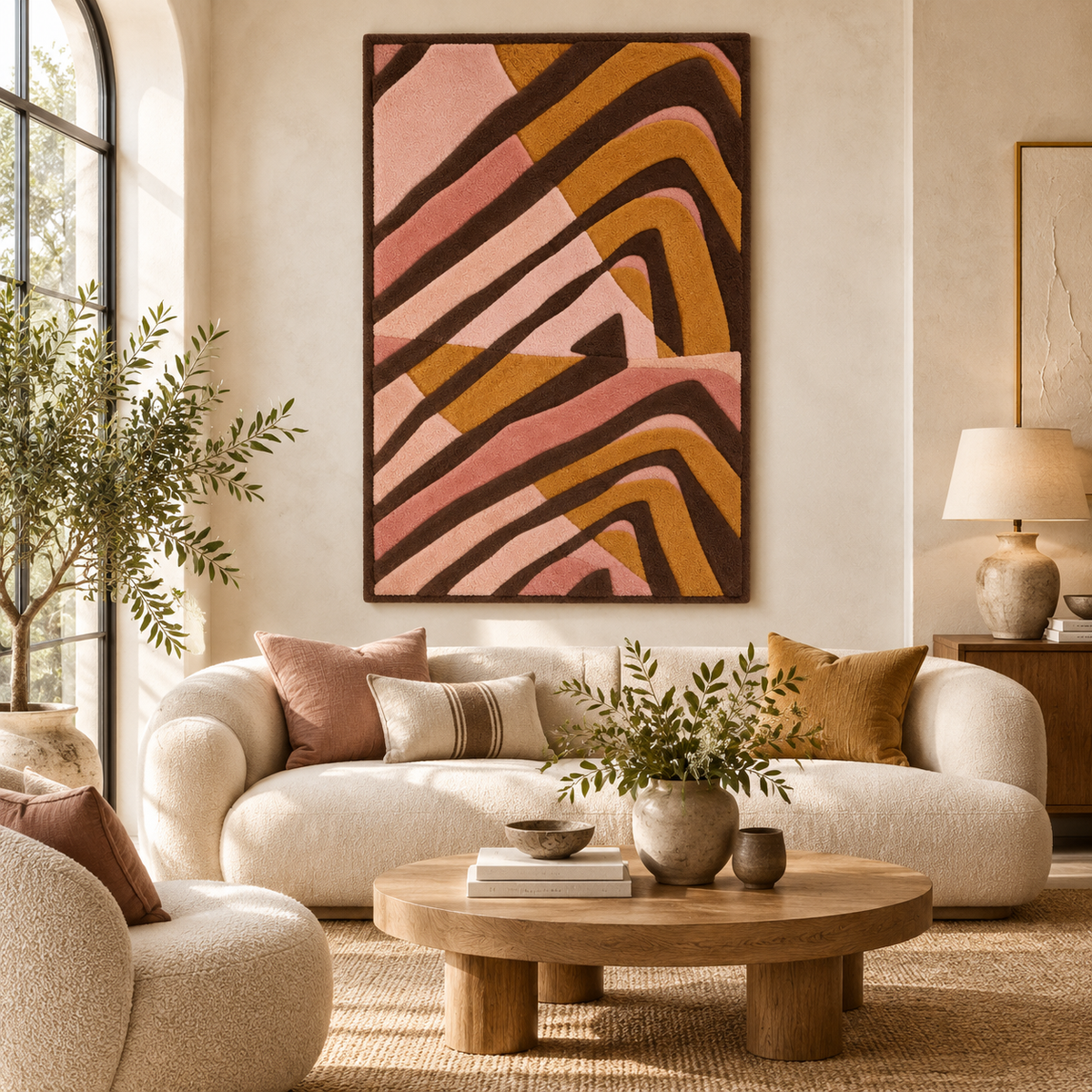 Rose and Ochre Strata — front-facing room scene [room-front]