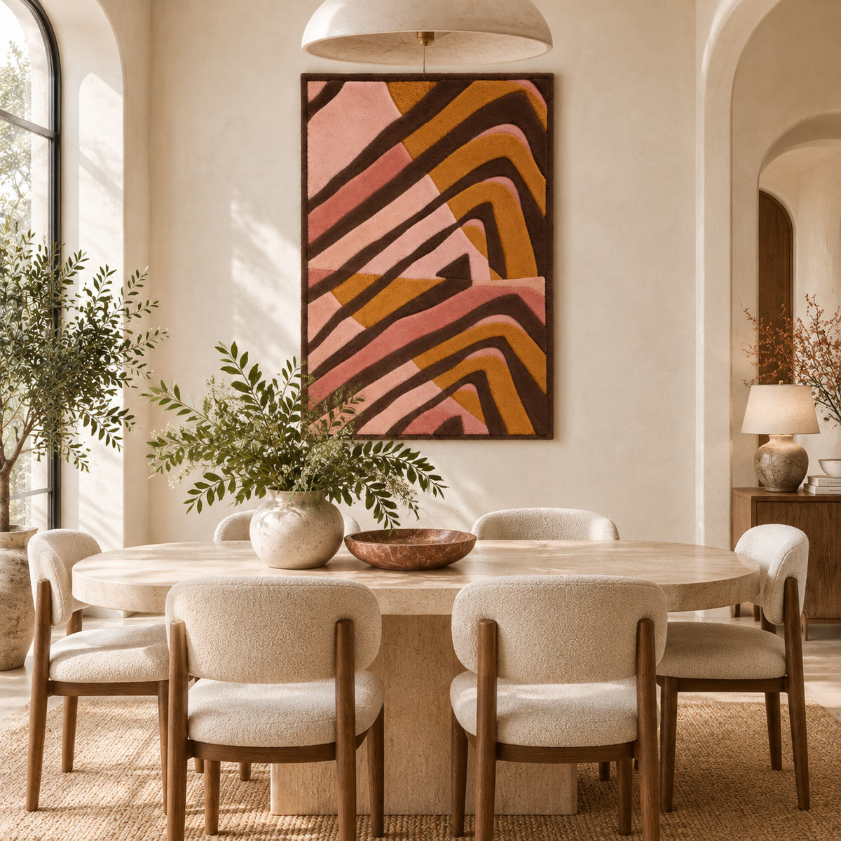 Rose and Ochre Strata — front-facing room scene [room-front]