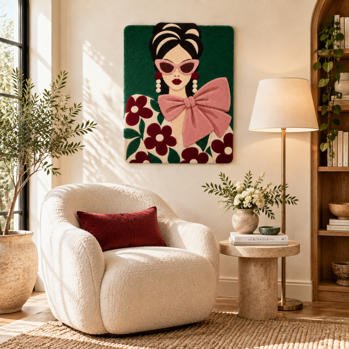 Rose Bow and Burgundy Blooms — room setting 2