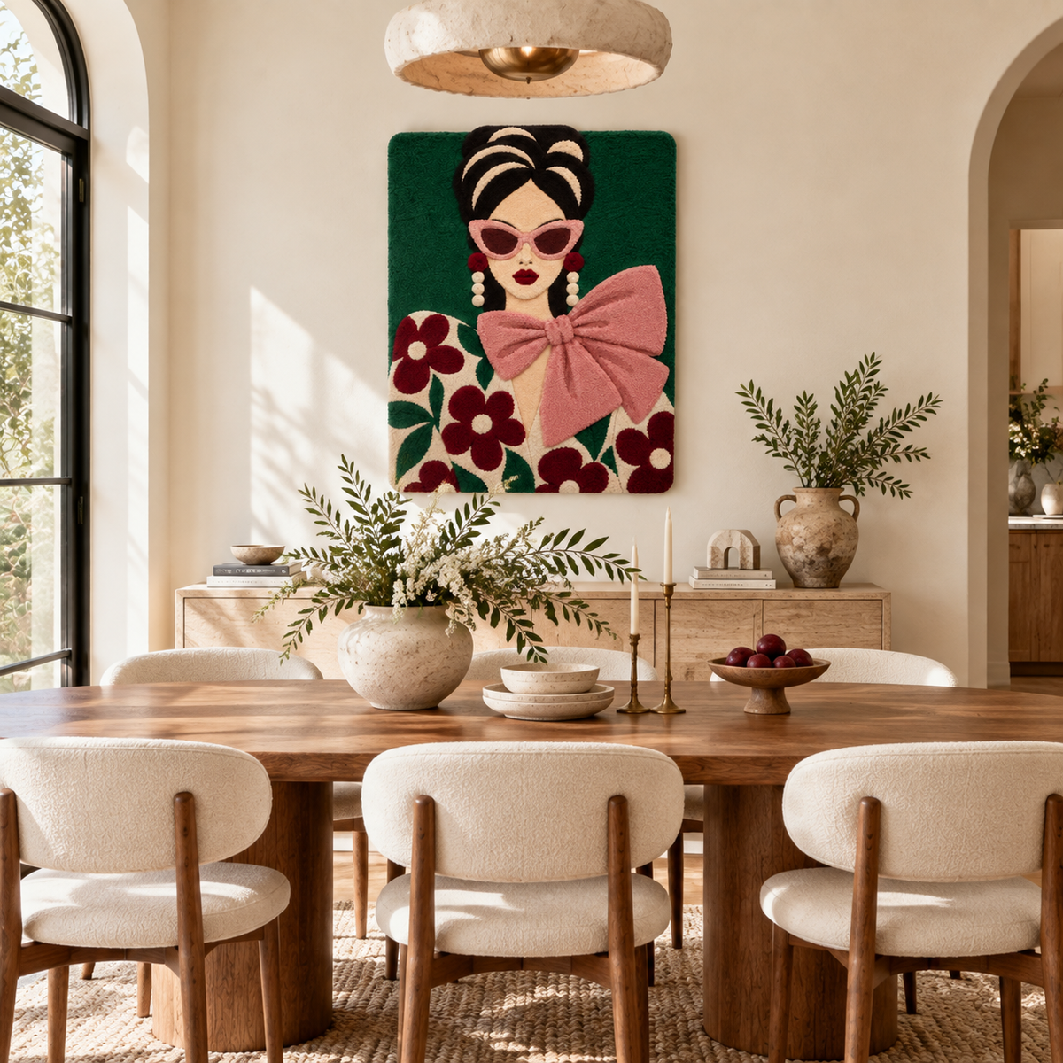 Rose Bow and Burgundy Blooms — room setting 3