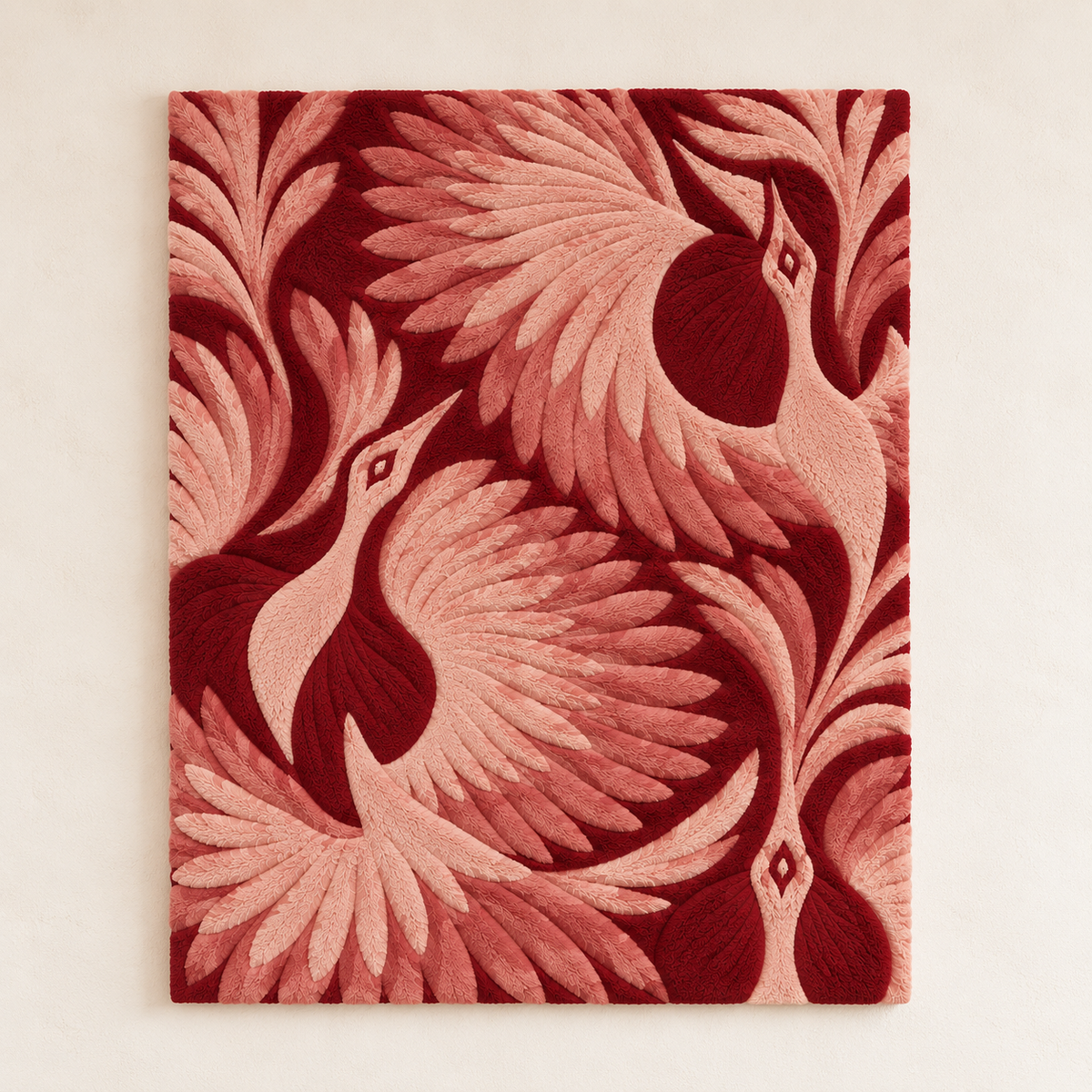Hewn Earth Rose Feather Reverie wall art featuring delicate rose and feather design in soft pastel tones, ideal for elegant home decor.