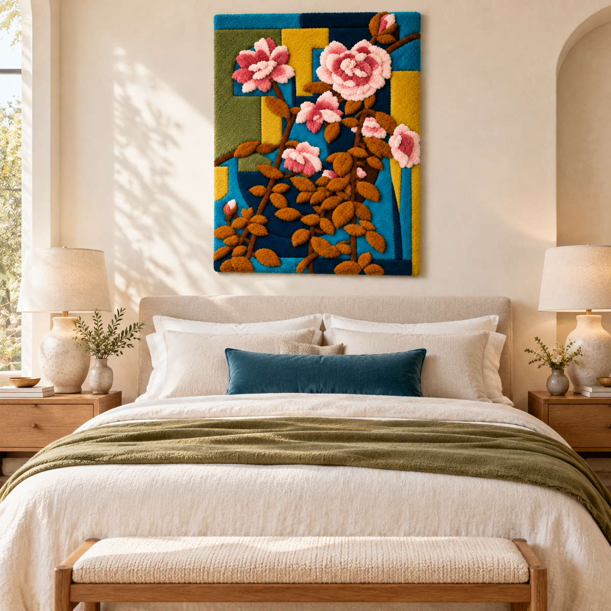 Rose Trellis in Teal — room setting 1