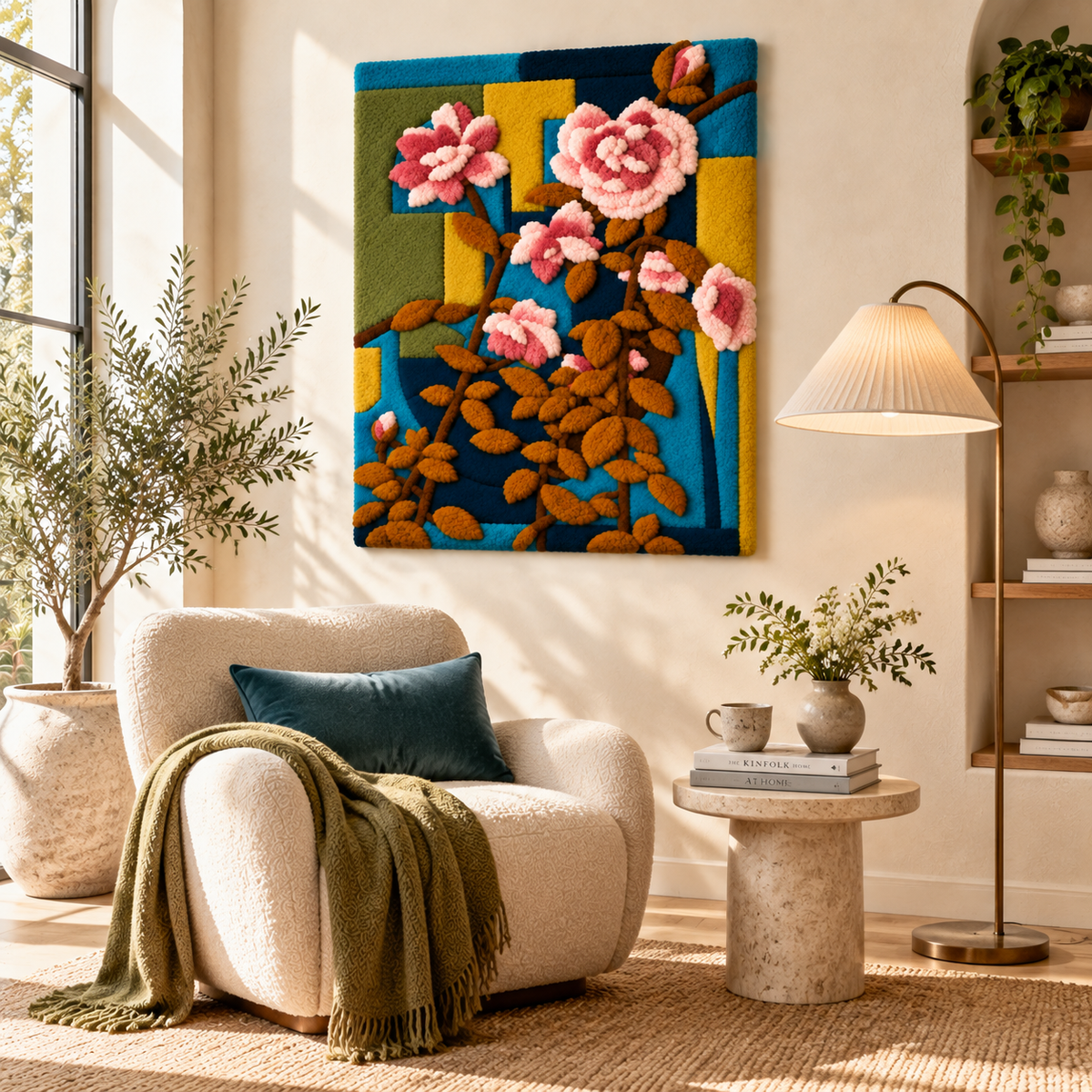 Rose Trellis in Teal — room setting 2