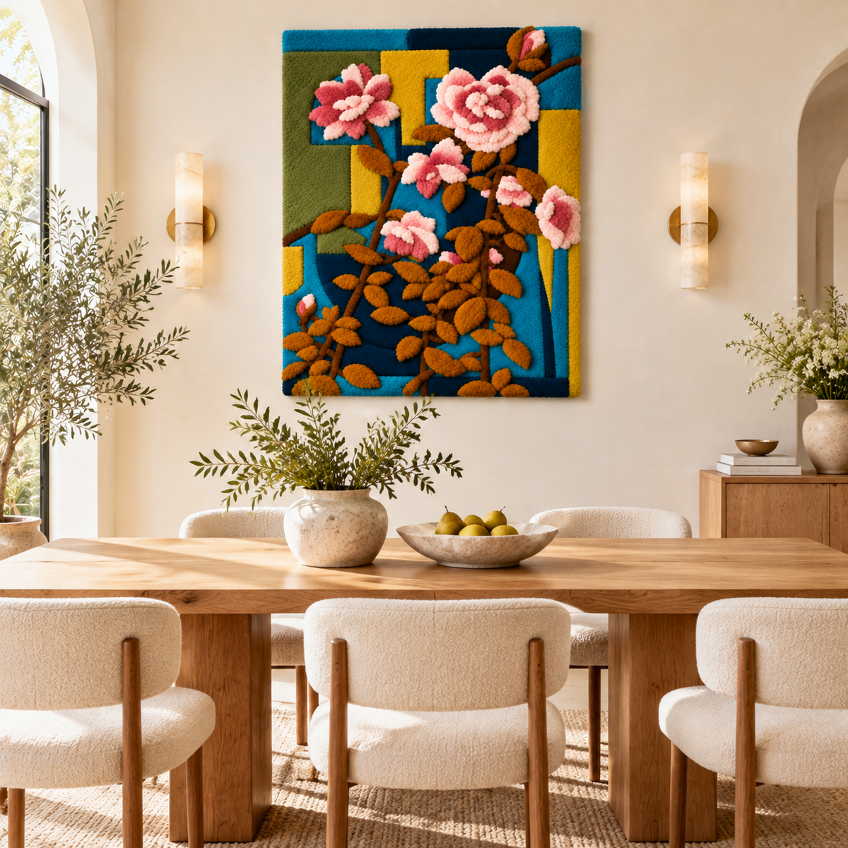 Rose Trellis in Teal — room setting 3