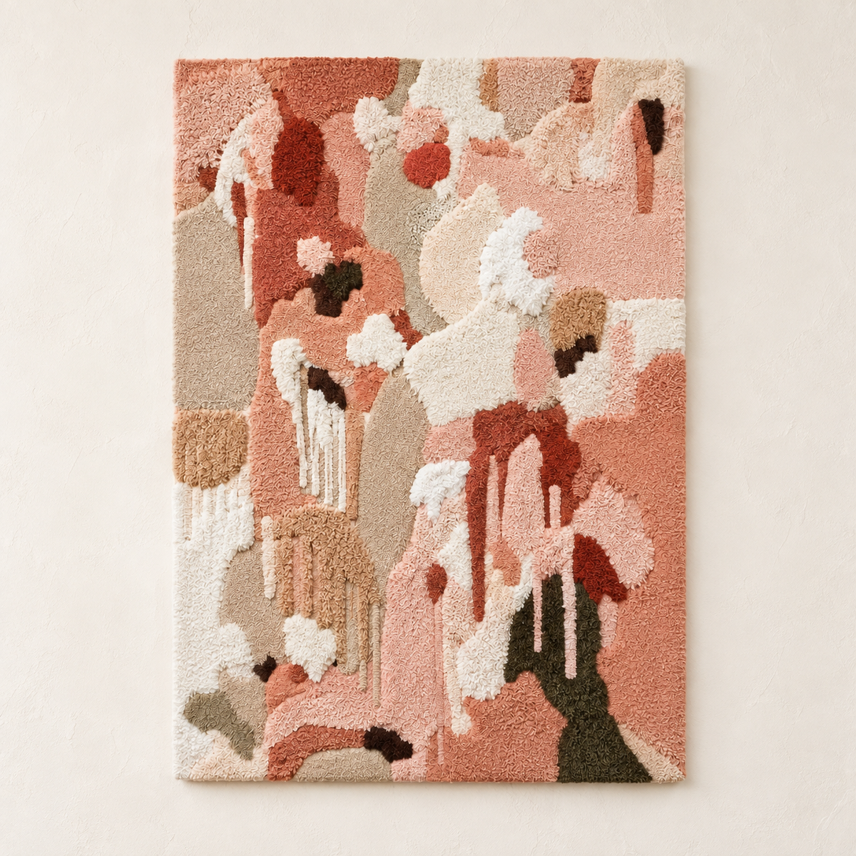 Hewn Earth Rosewater Color Cascade wall art featuring vibrant, flowing watercolor hues on a textured canvas.