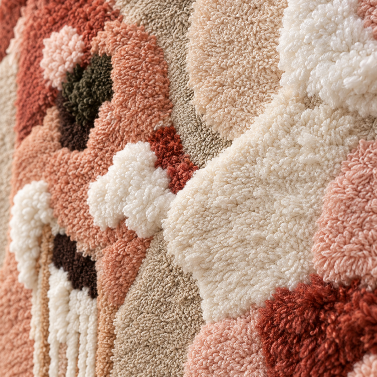 Rosewater Color Cascade — tufted wool texture detail