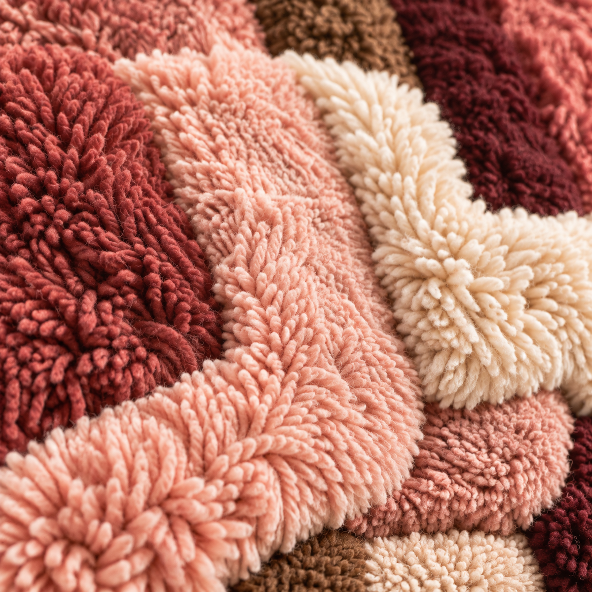Rosewood Interlock — tufted wool texture detail