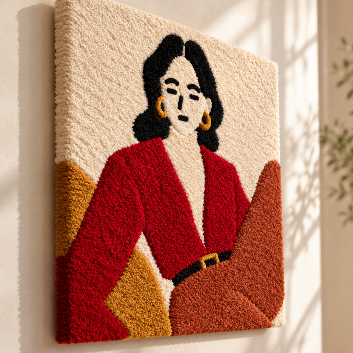 Portrait in Red and Rust by Rushati Chowdhury — angled relief view