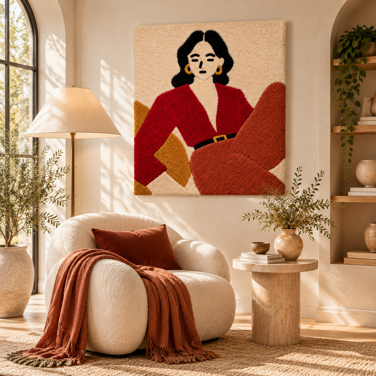 Portrait in Red and Rust by Rushati Chowdhury — room setting