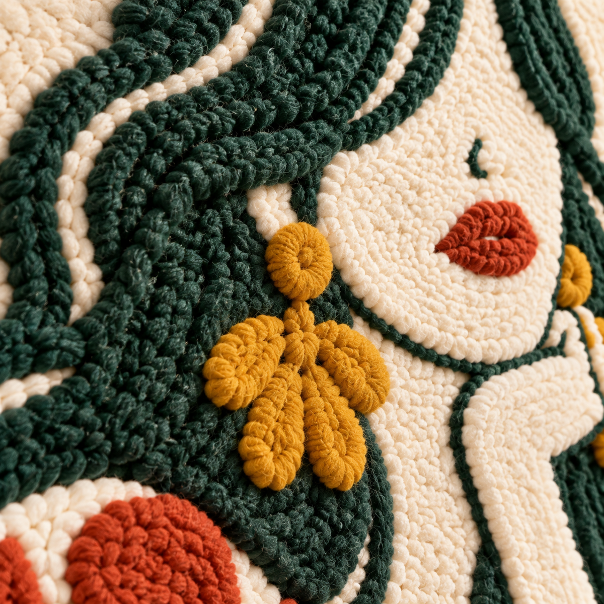 Rust Bloom Daydream — tufted wool texture detail