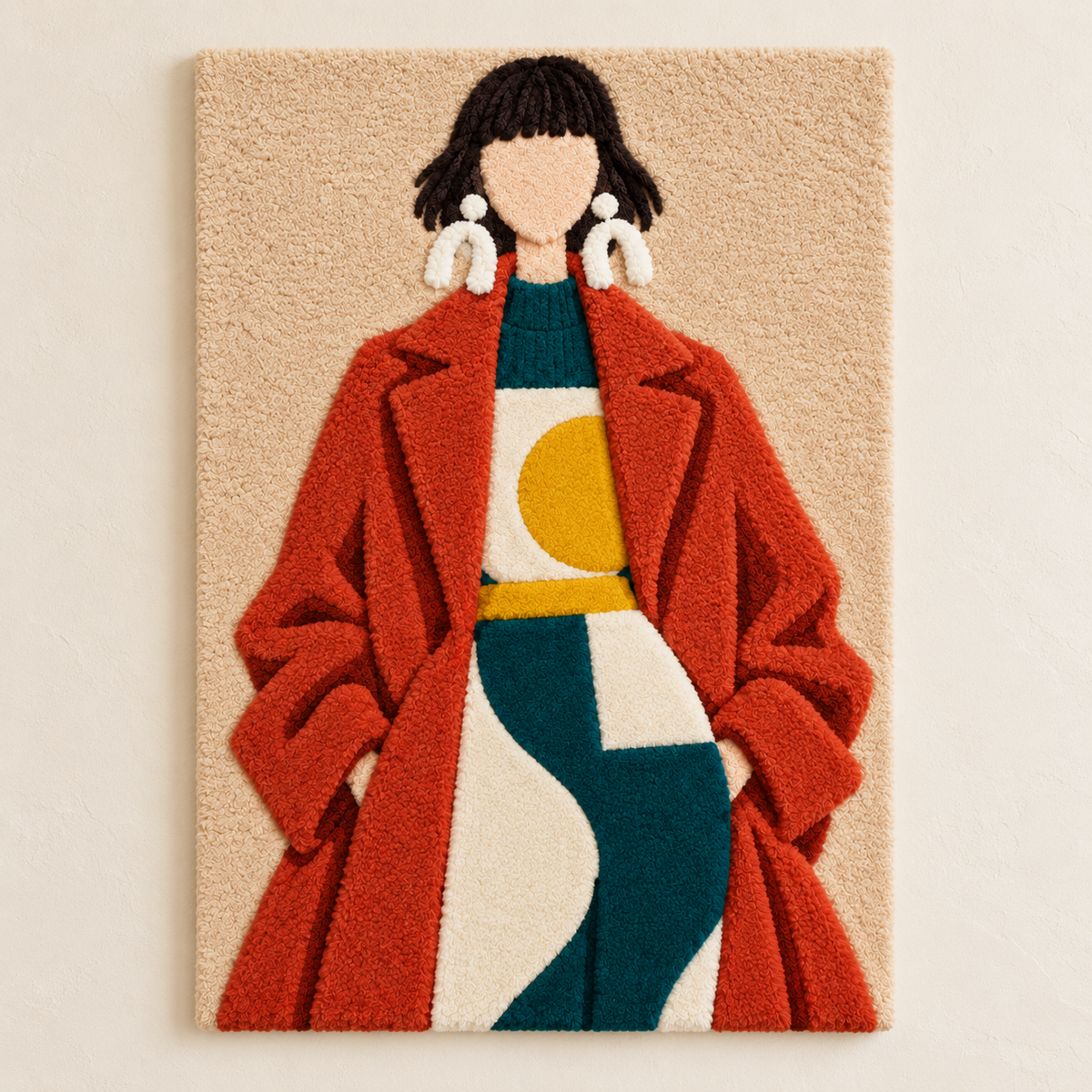 Rust Coat Geometric Grace wall art by Hewn Earth featuring abstract geometric shapes in warm rust tones.