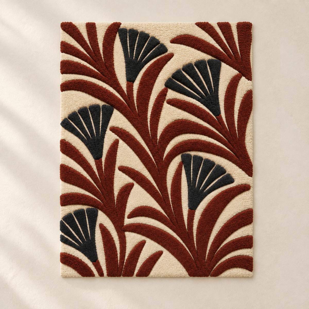 Rust Fanleaf Flourish wall art by Hewn Earth featuring a detailed fanleaf design in warm rust tones on a neutral background.
