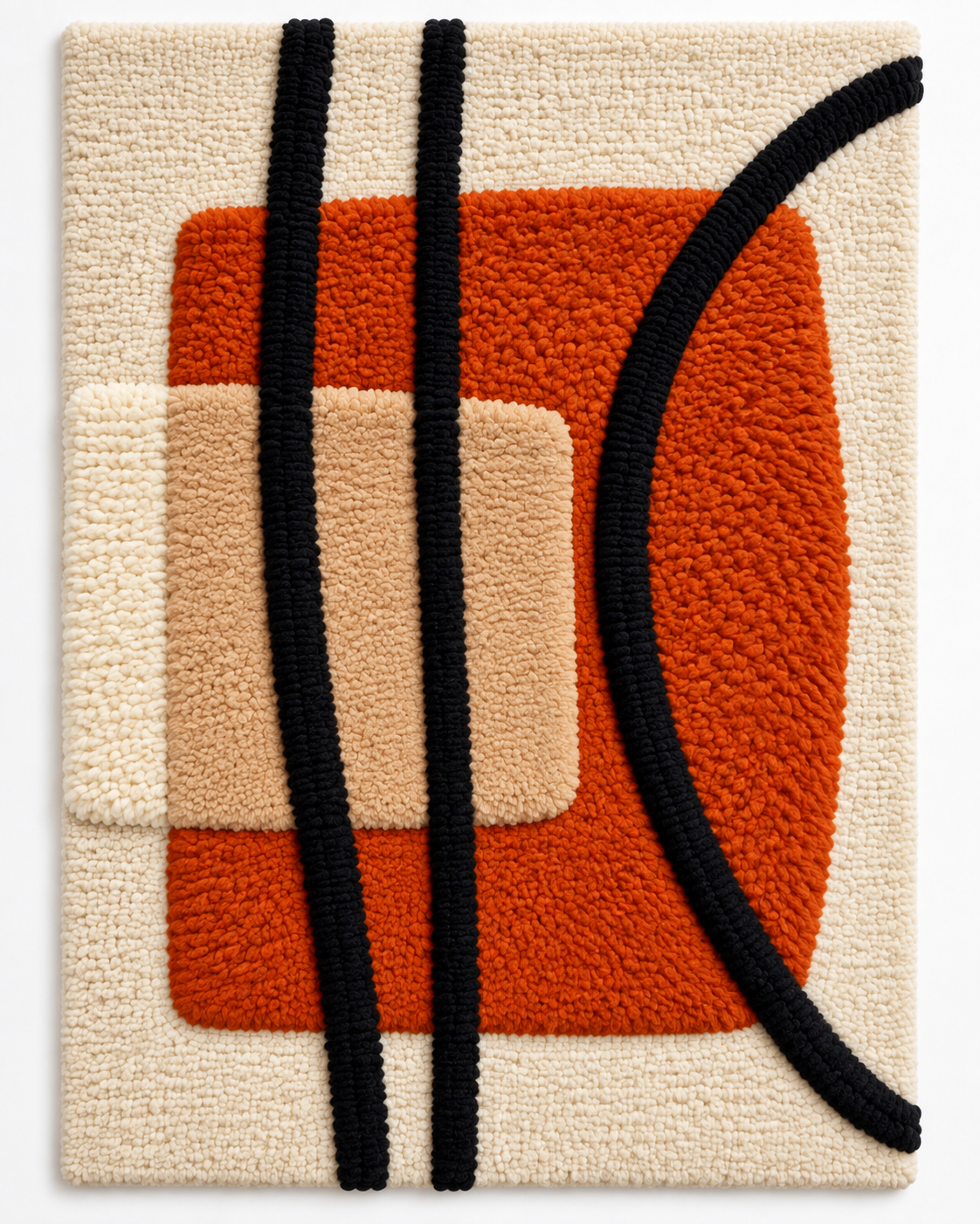 Hewn Earth rust portal and black arc wall art featuring textured rust finish and sleek black design elements.