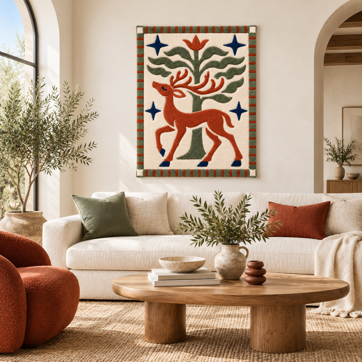 Rust Stag and Olive Tree — front-facing room scene [room-front]