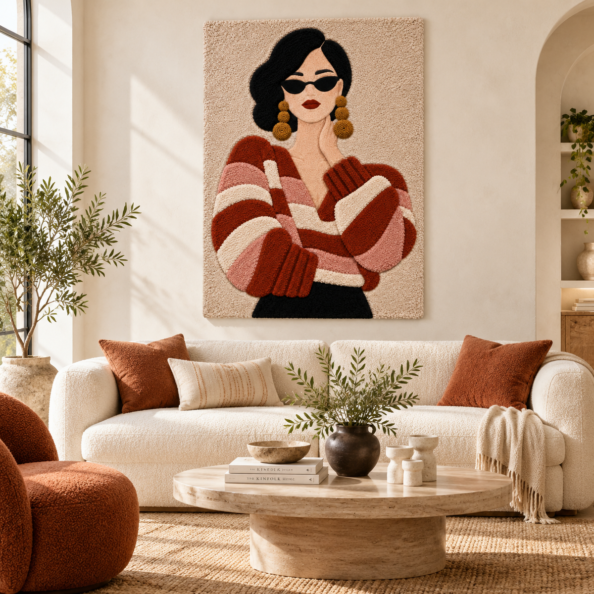 Rust Stripes and Quiet Confidence — front-facing room scene [room-front]