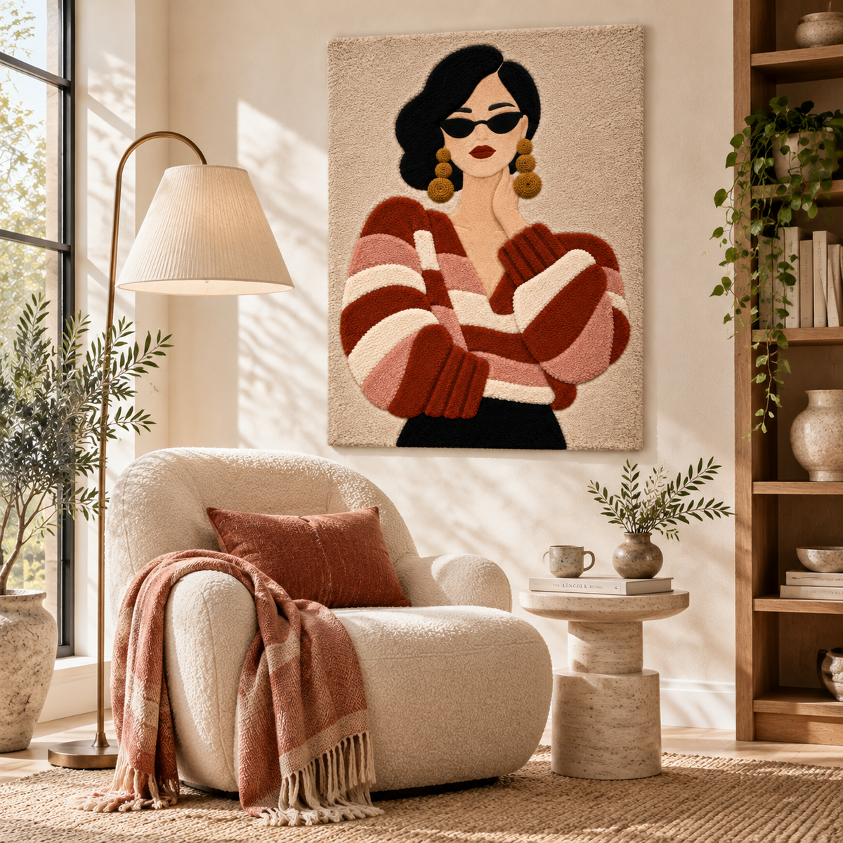 Rust Stripes and Quiet Confidence — room setting