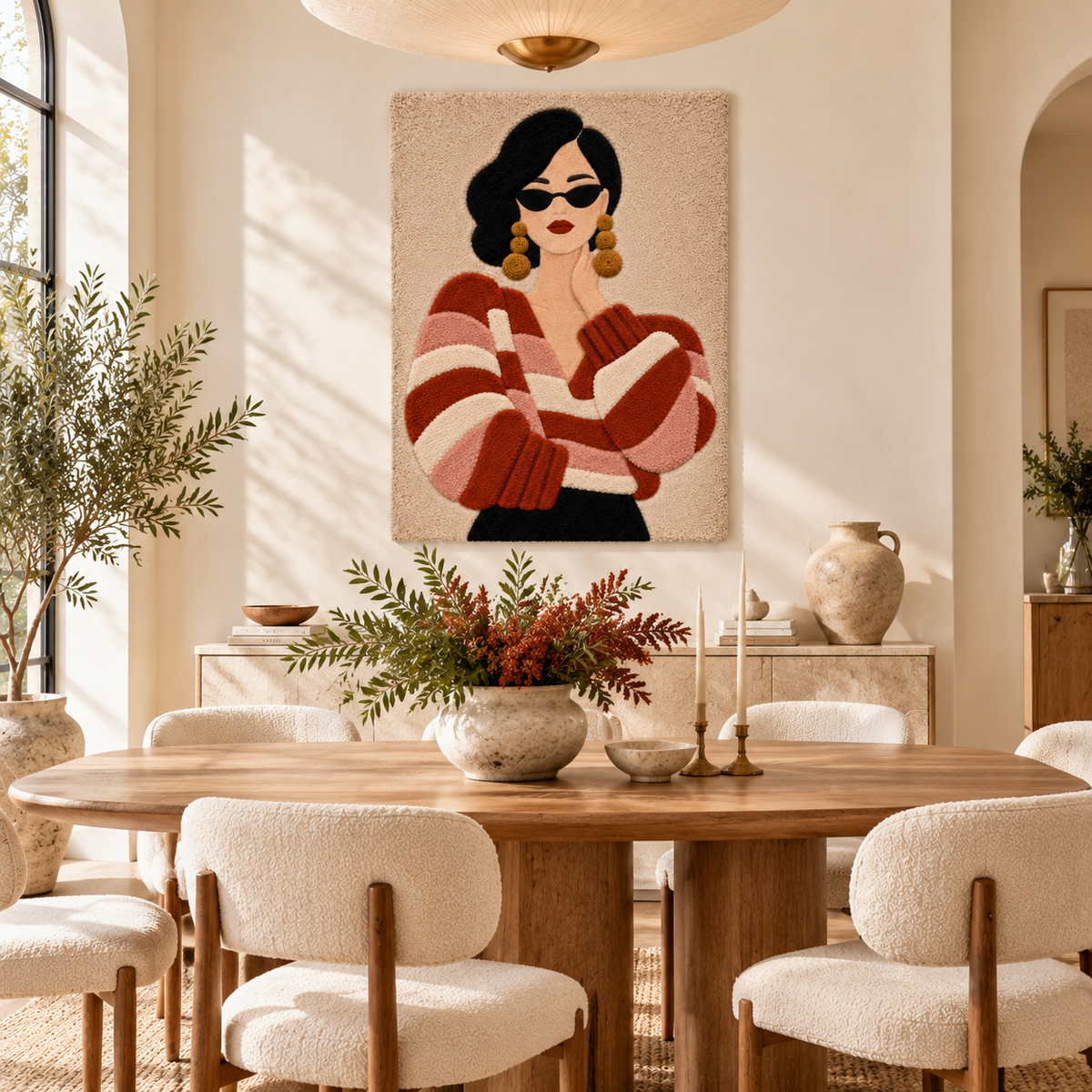 Rust Stripes and Quiet Confidence — room setting