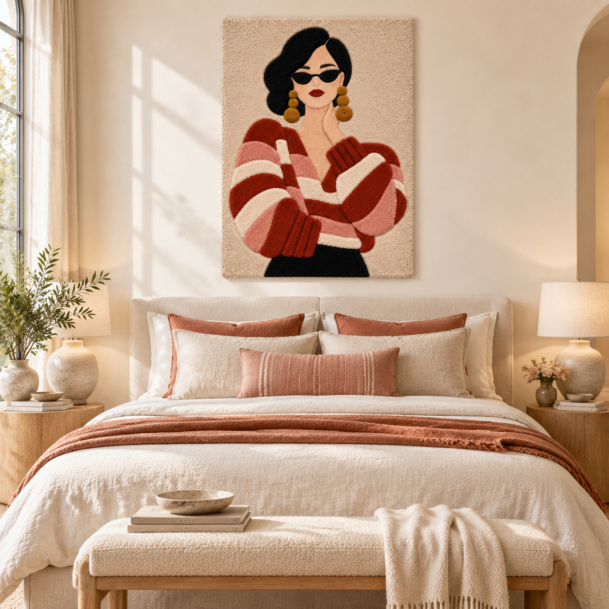 Rust Stripes and Quiet Confidence — room setting