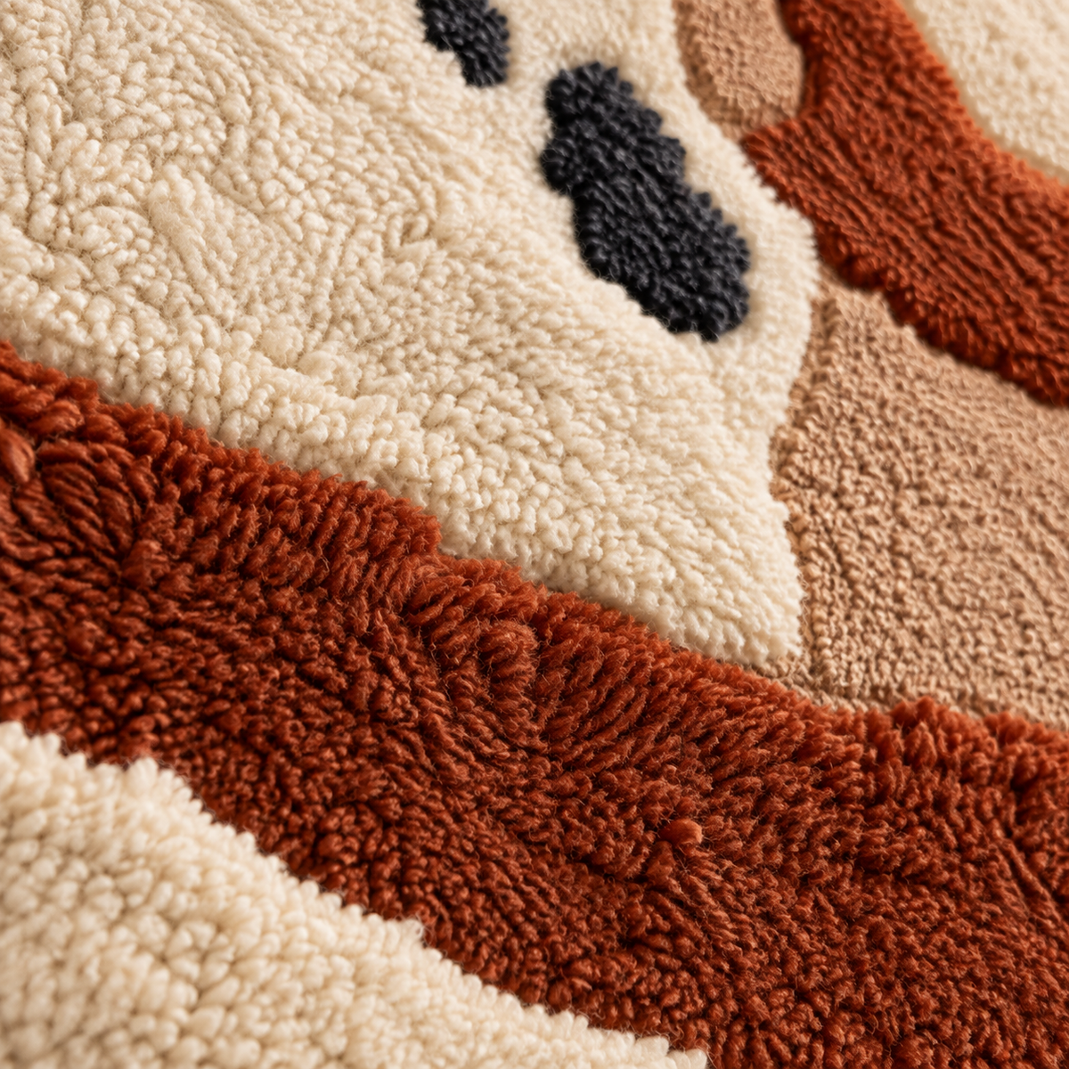 Rust Tidal Marks — tufted wool texture detail