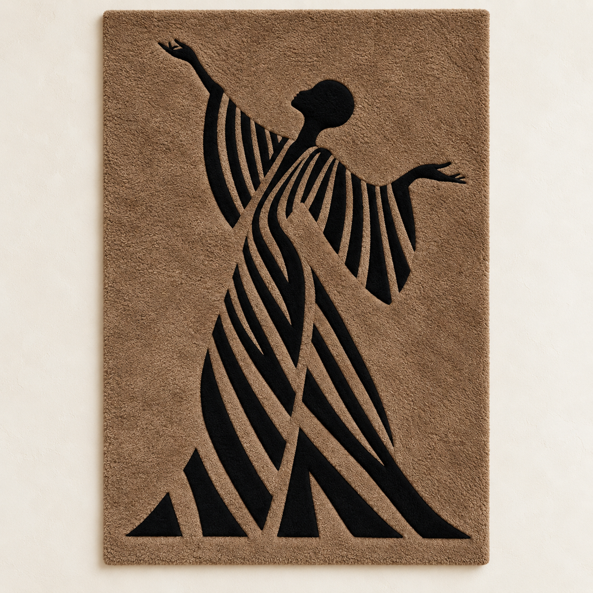 Hewn Earth Sable Ribbon Dancer wall art featuring flowing ribbon design on a neutral background.