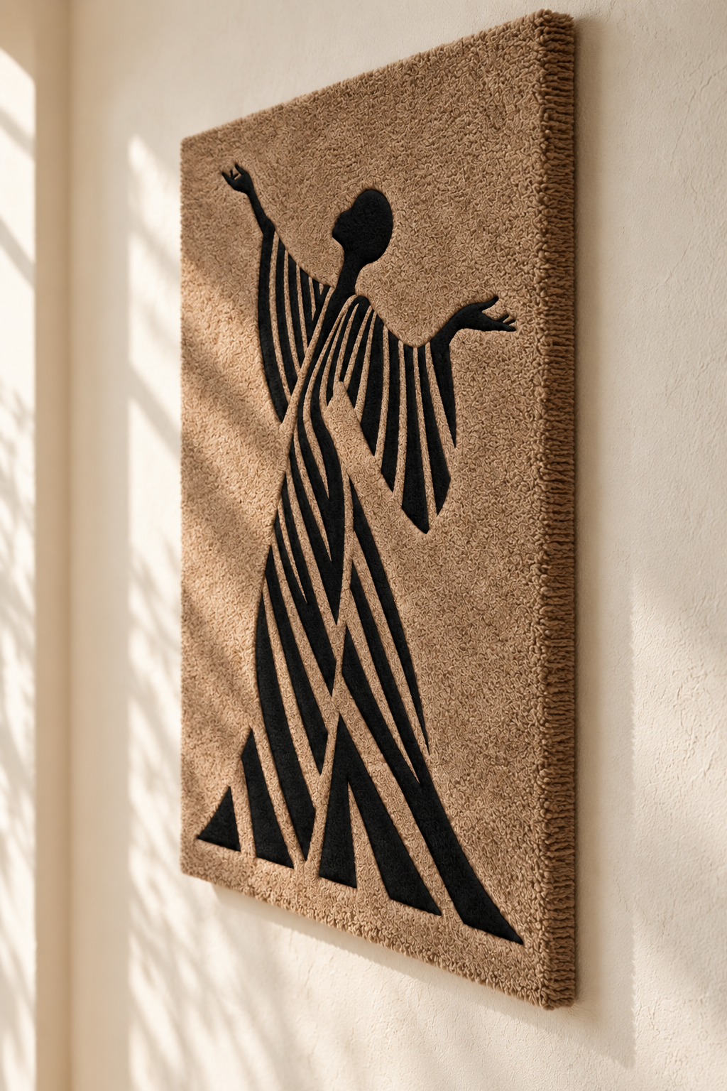 Hewn Earth Sable Ribbon Dancer wall art featuring a graceful dancer with flowing ribbon in a dynamic pose.