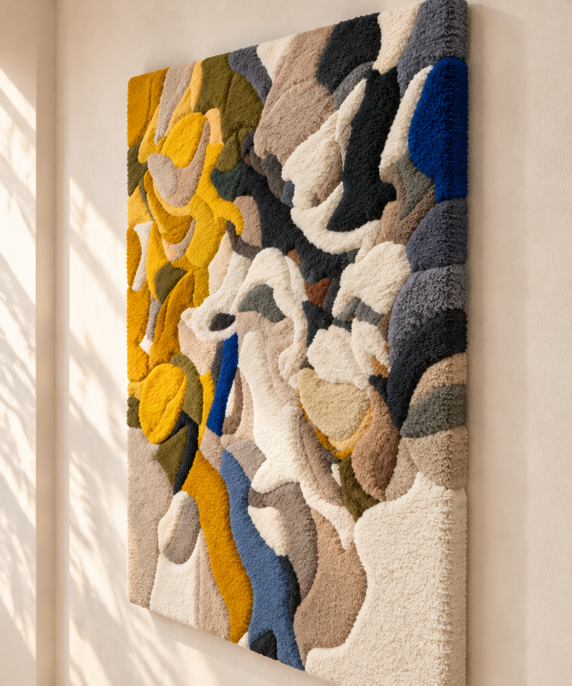 Saffron and Slate Flourish — angled relief view