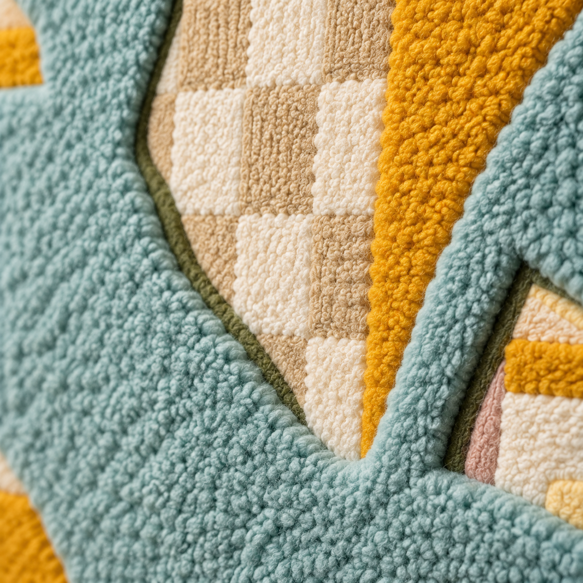 Saffron Checkered Drift — tufted wool texture detail