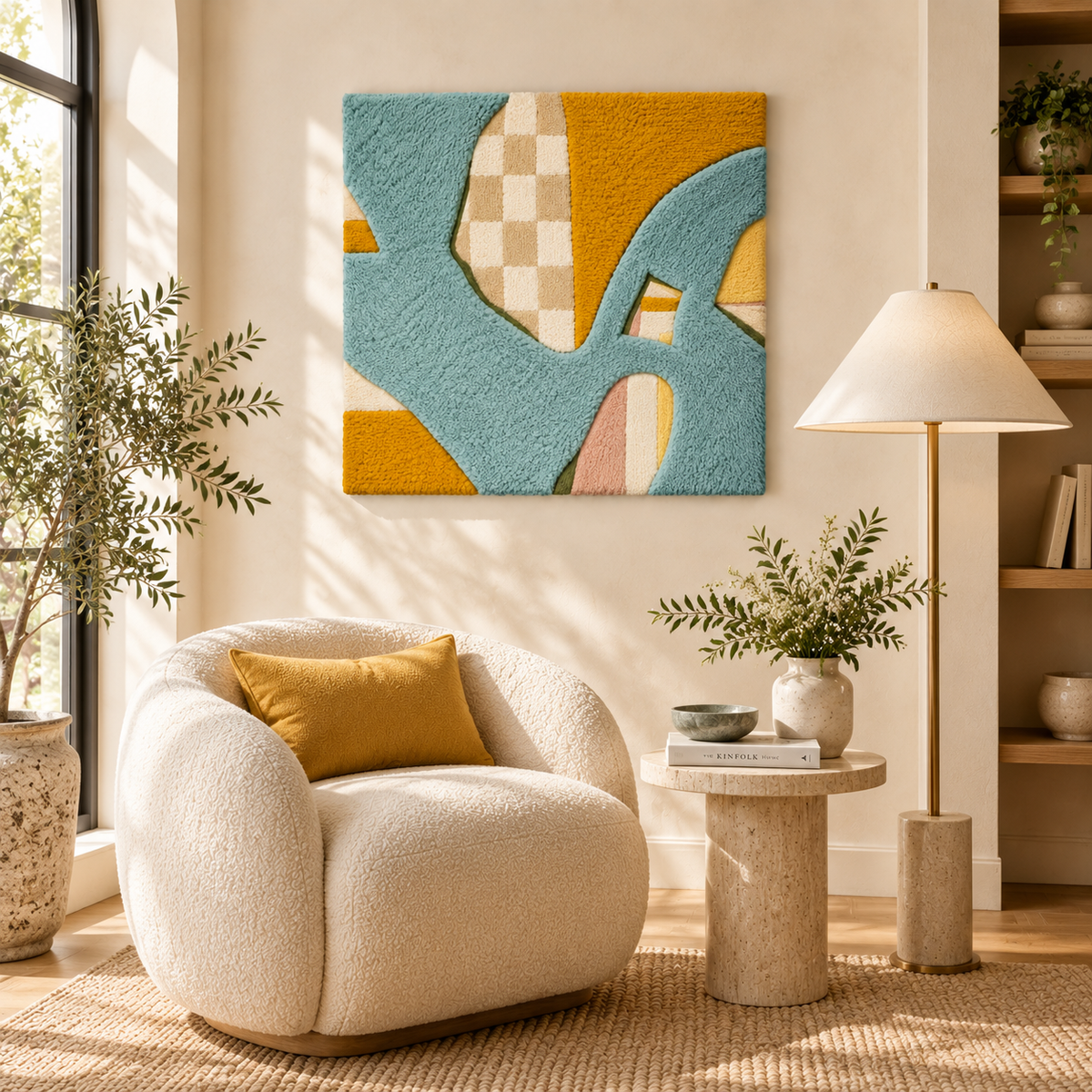 Saffron Checkered Drift — room setting 1