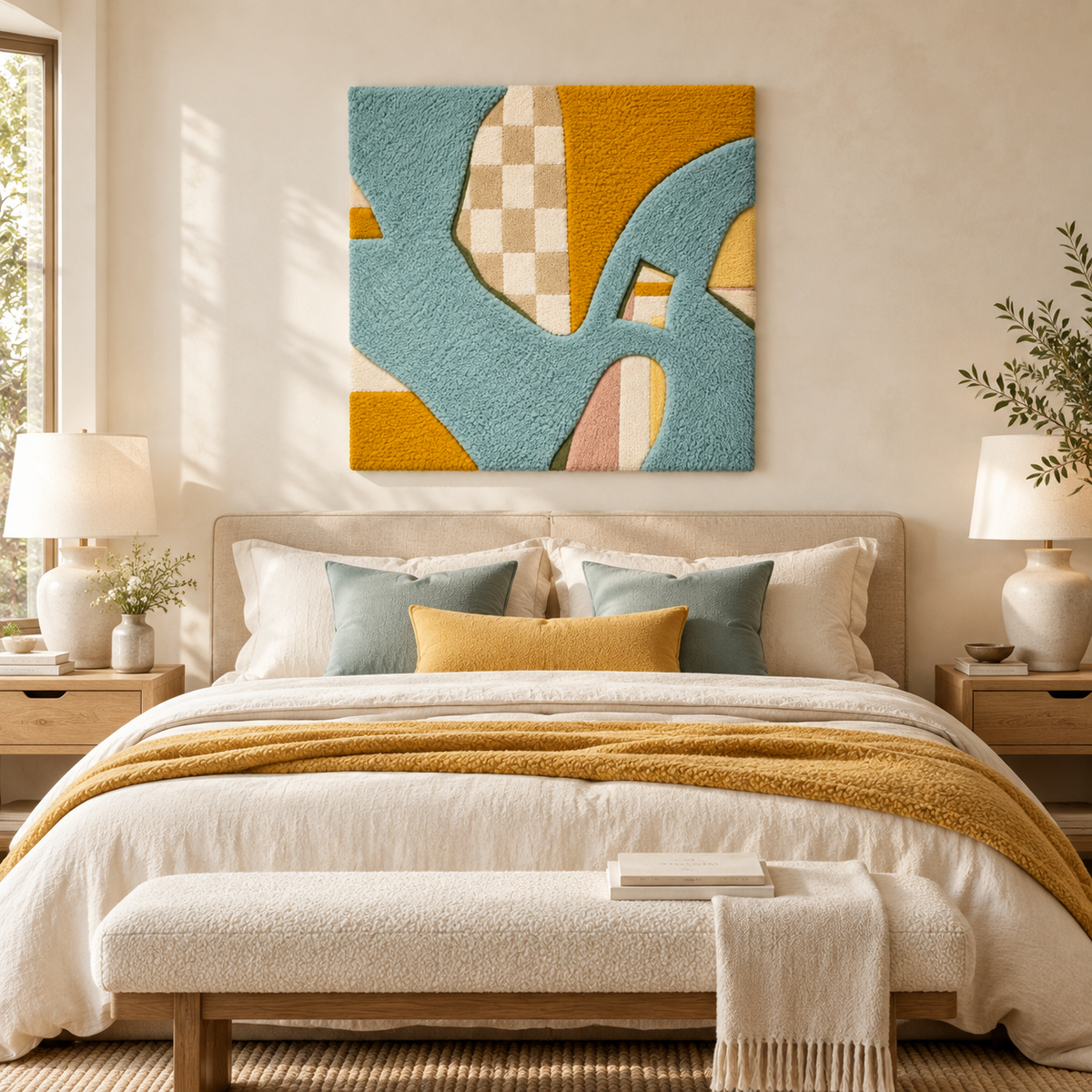 Saffron Checkered Drift — room setting 3
