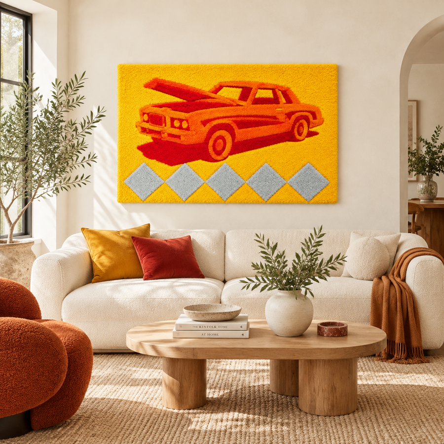 Saffron Garage Coupe — front-facing room scene [room-front]