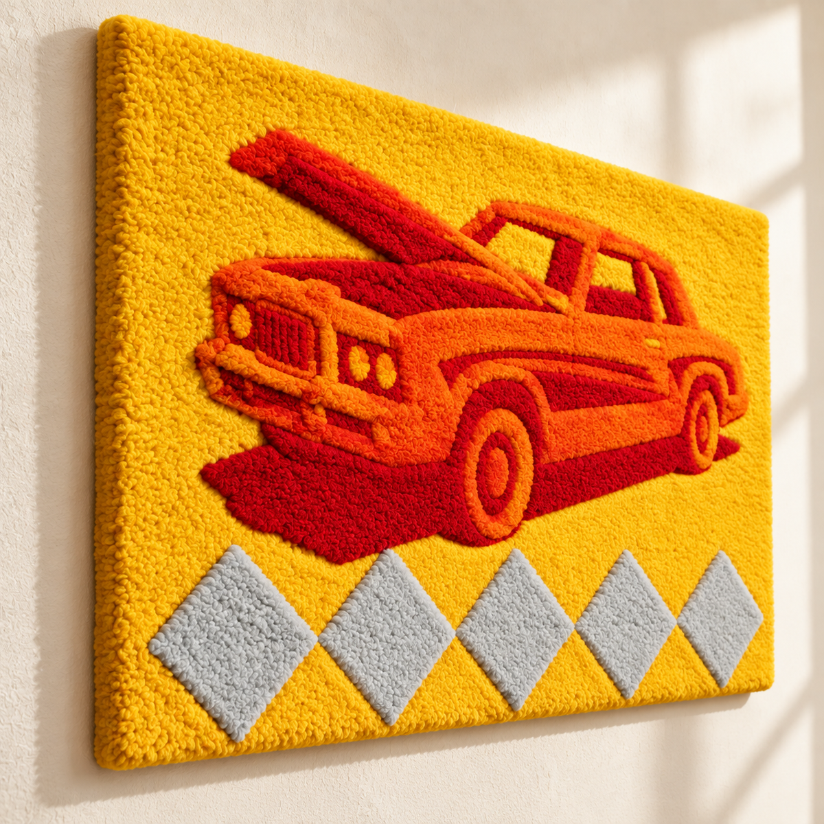 Saffron Garage Coupe — angled relief view