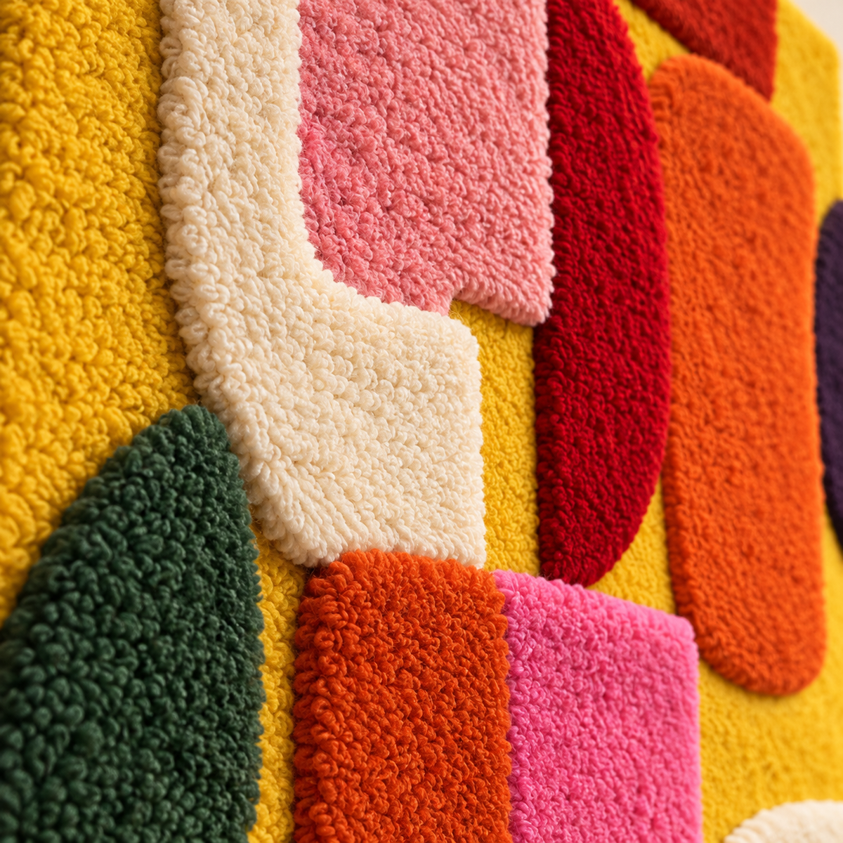 Saffron Shape Assembly — tufted wool texture detail