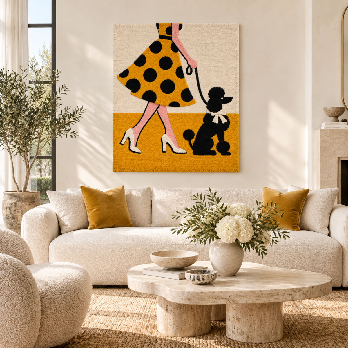 Saffron Stroll with Poodle — front-facing room scene [room-front]