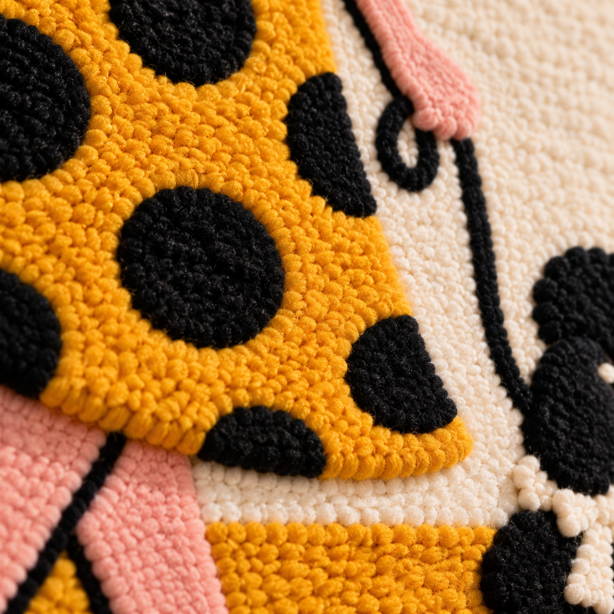 Saffron Stroll with Poodle — tufted wool texture detail