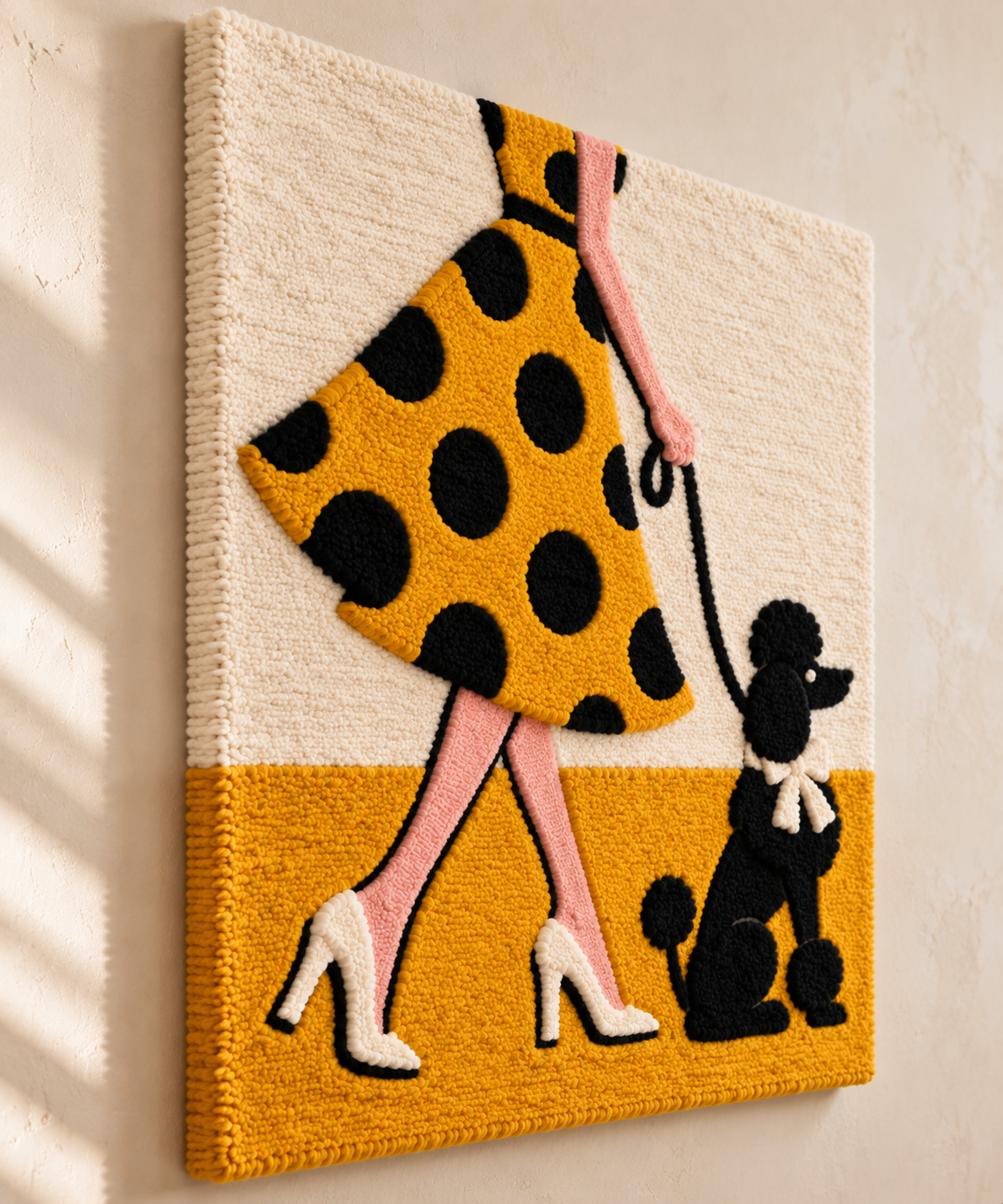 Saffron Stroll with Poodle — angled relief view