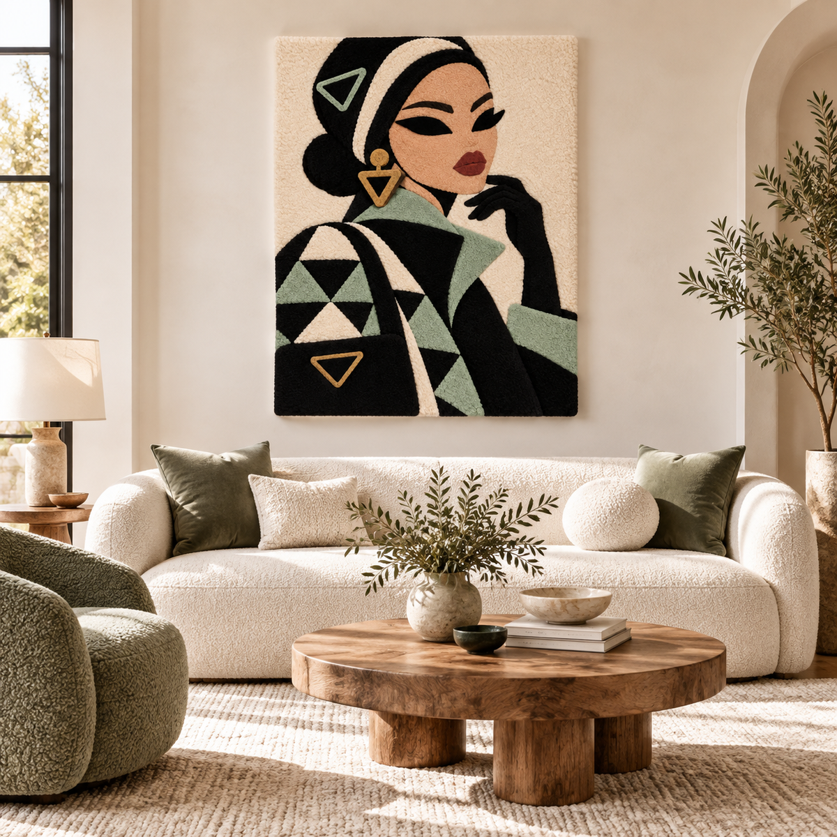 Sage Triangles Quiet Poise — front-facing room scene [room-front]