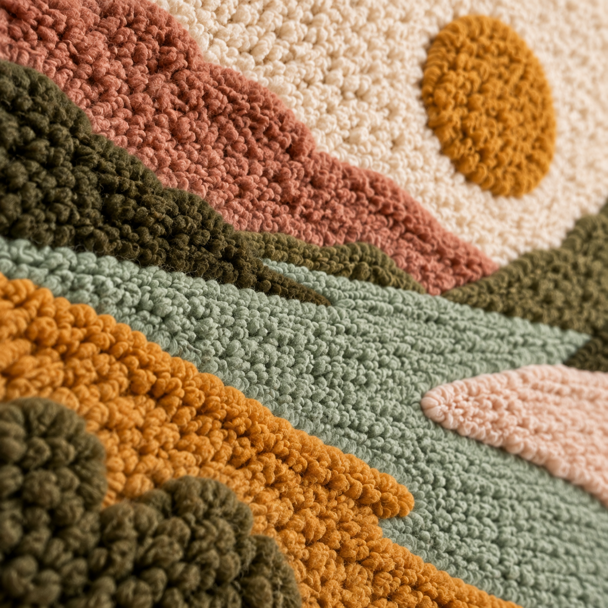 Sage Valley Daybreak — tufted wool texture detail