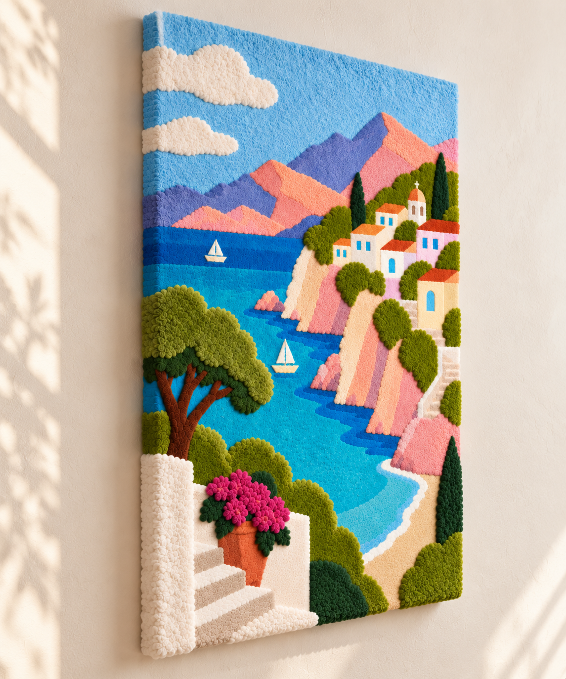 Sails Below the Pink Cliffs — angled relief view