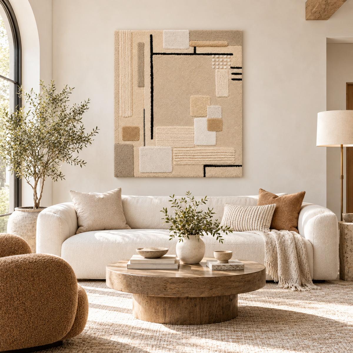 Sand and Ink Composition — front-facing room scene