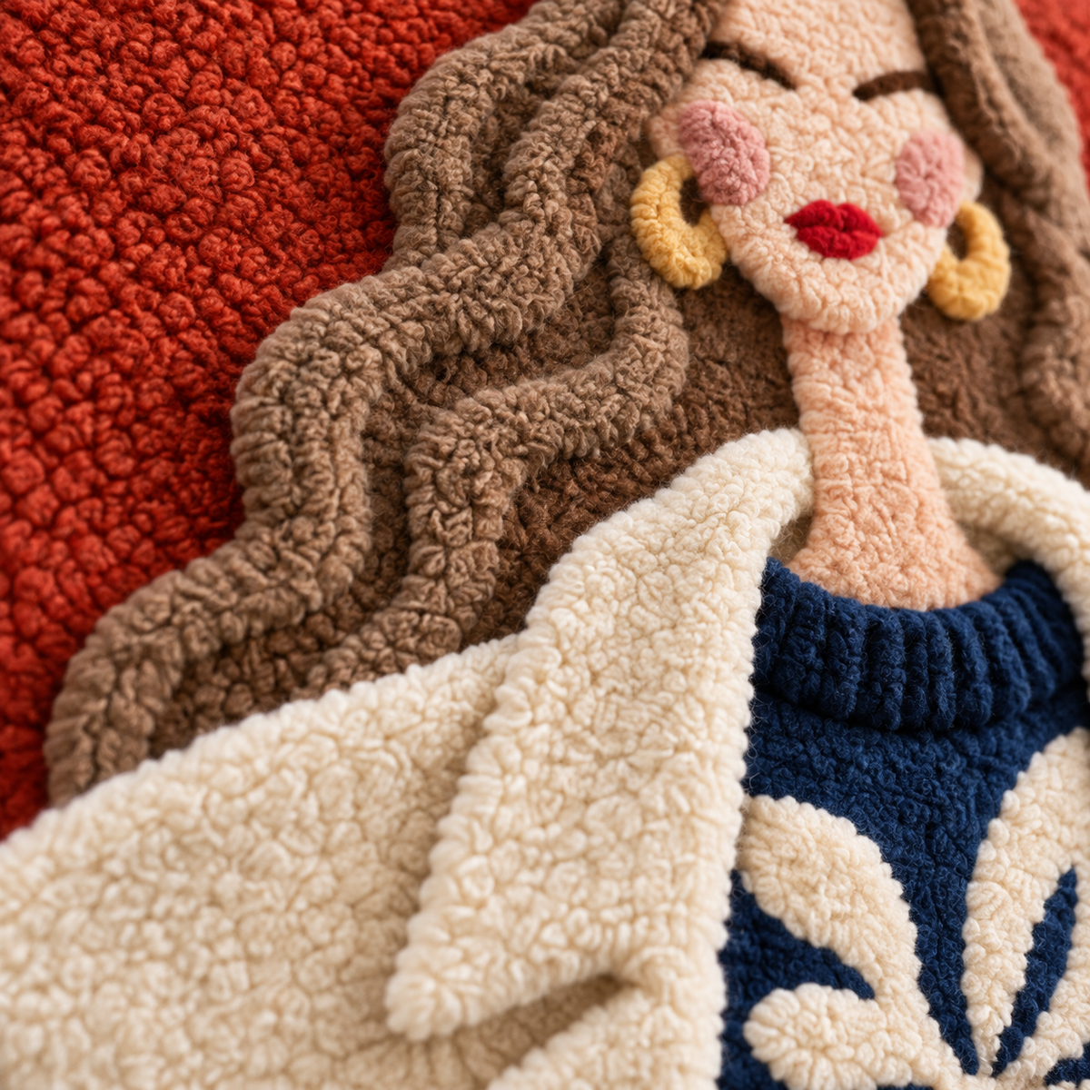 Scarlet Backdrop Muse — tufted wool texture detail