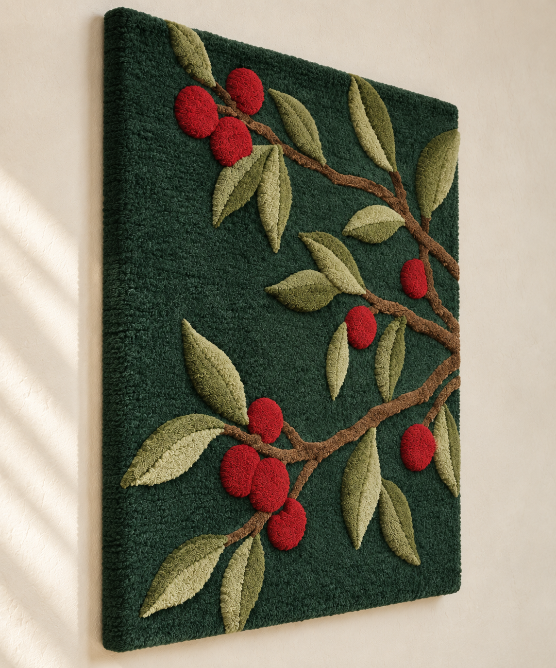 Scarlet Berry Bough — angled relief view