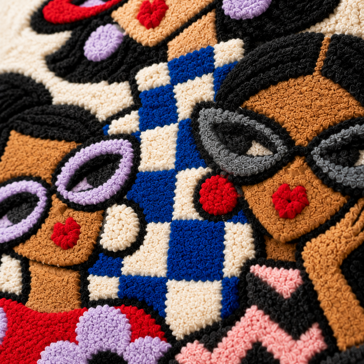 Scarlet Cat-Eye Club — tufted wool texture detail