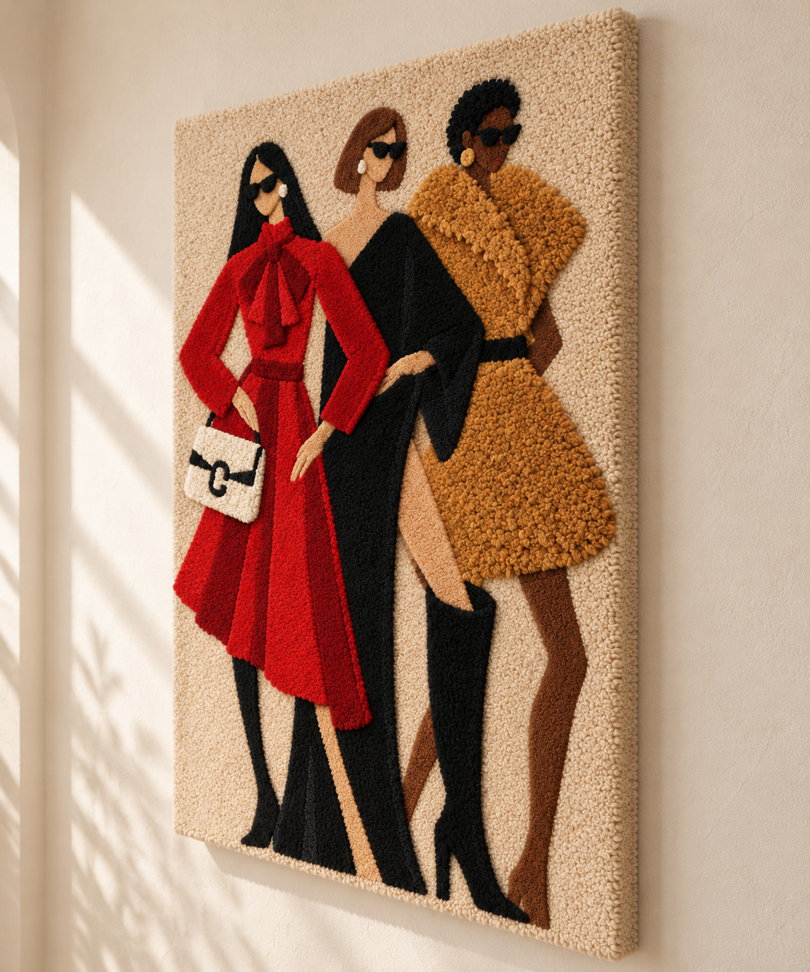 Hewn Earth Scarlet Coat Social Club wall art featuring vibrant red coat artwork displayed at an angle.