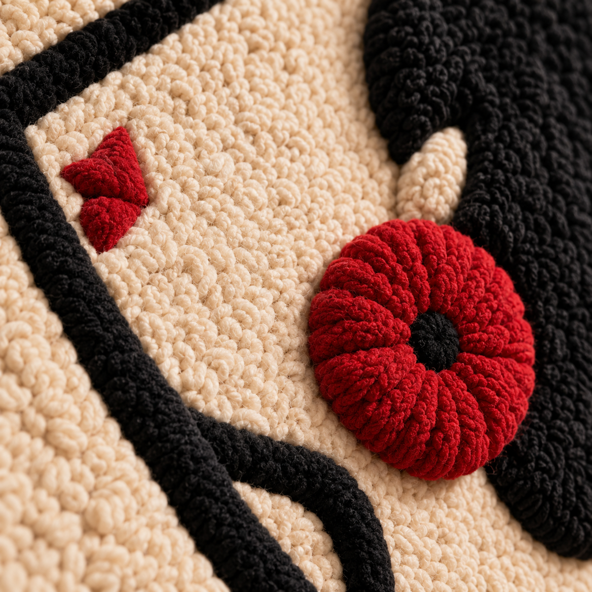 Detailed image of Hewn Earth Scarlet Earring Silhouette wall art, showcasing a vibrant red earring design on a neutral background.