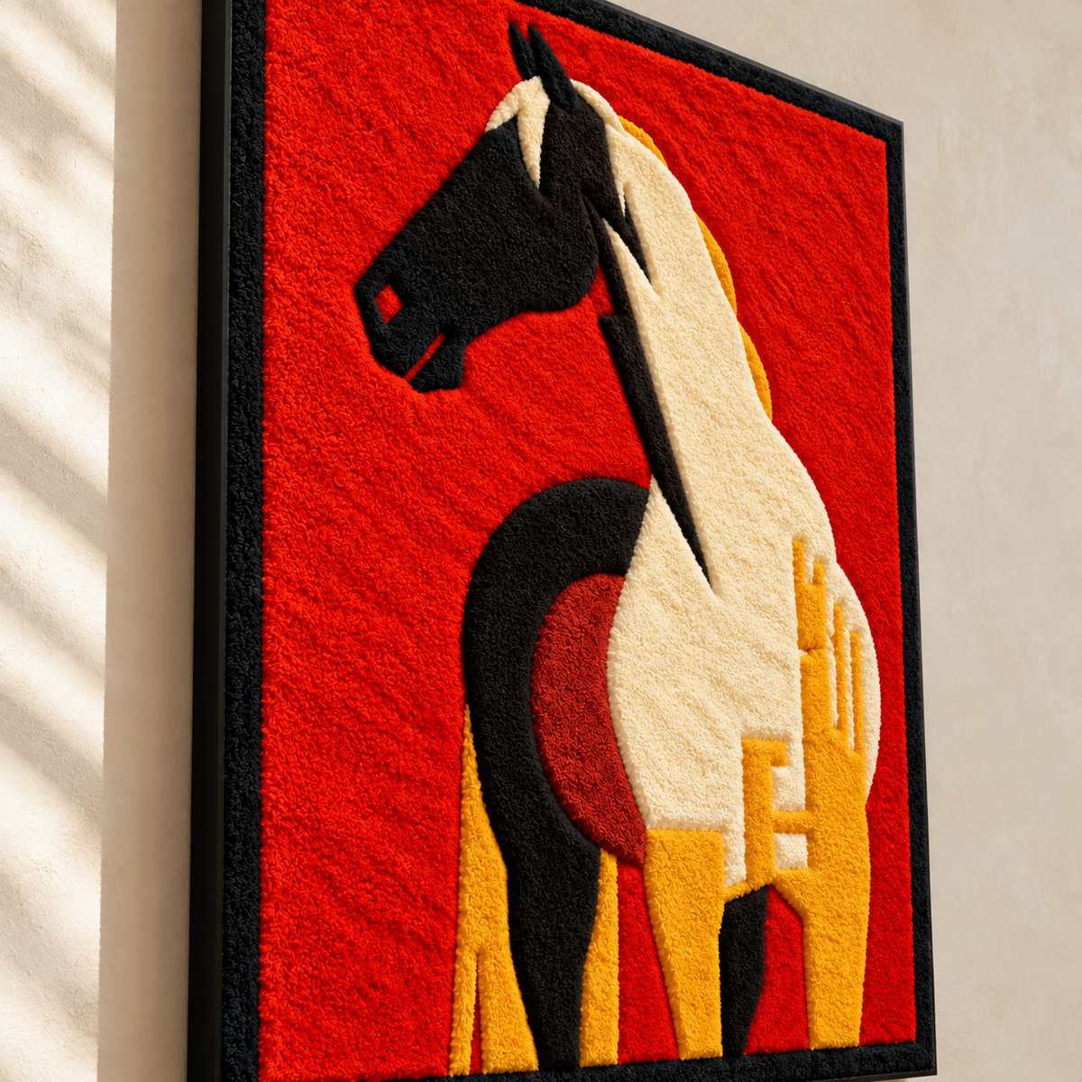 Scarlet Horse Silhouette by Hewn Earth Studio — angled relief view