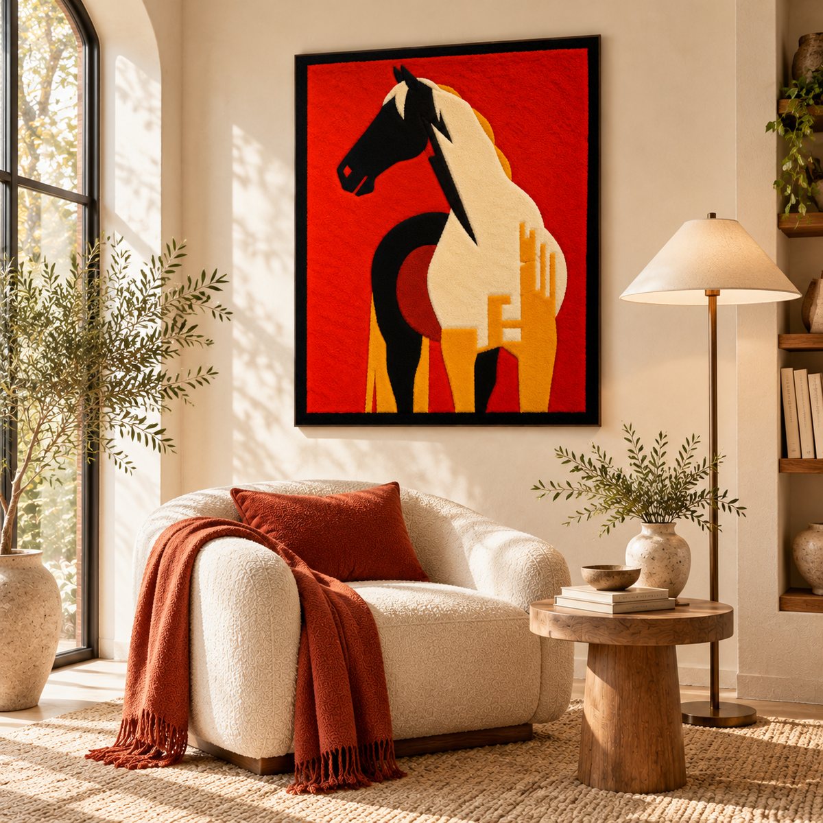 Scarlet Horse Silhouette by Hewn Earth Studio — room setting
