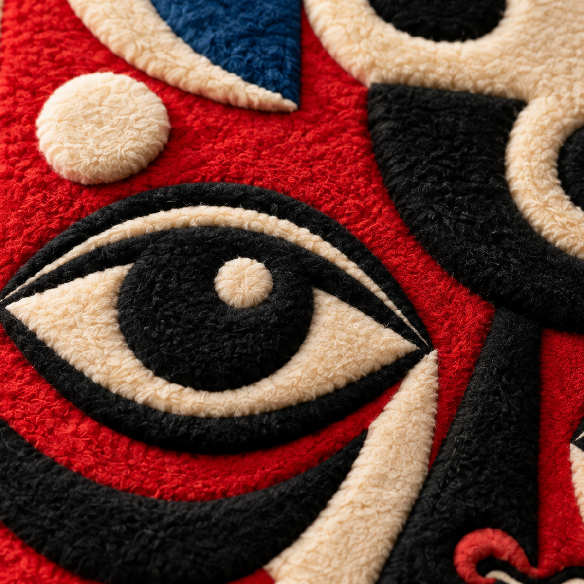 Scarlet Moon Face — tufted wool texture detail