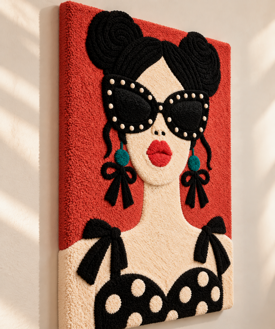 Scarlet Polka Dot Muse — angled relief view