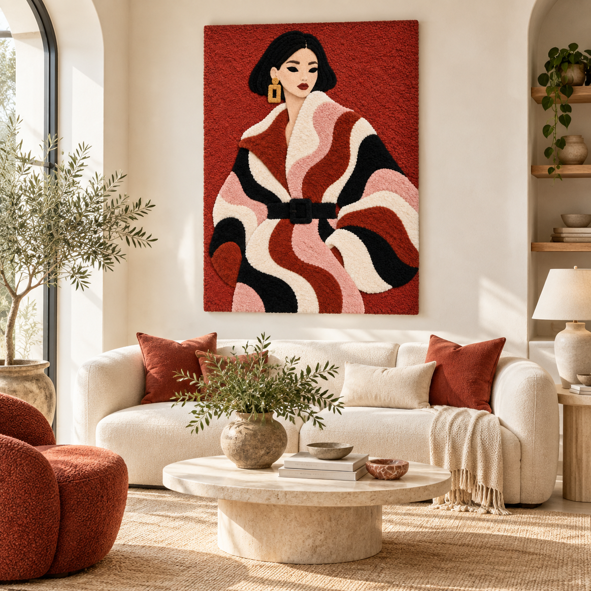 Scarlet Ribbon Coat — front-facing room scene [room-front]